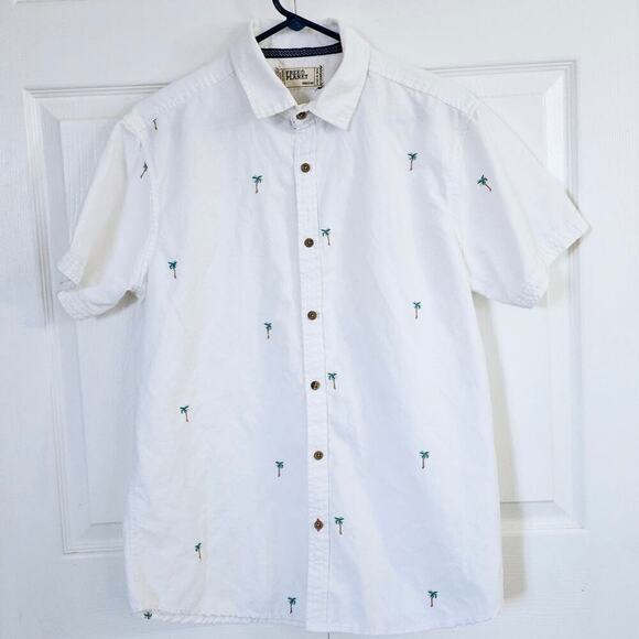 Free Planet Men's Casual Button Down Shirt Medium Summer Vacation Tropical‎ - Picture 1 of 7